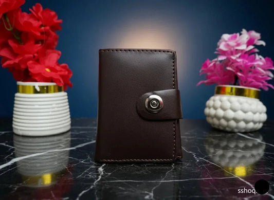 Luxury Dark Brown PU Leather Wallet — Compact & Durable - SSHOQ