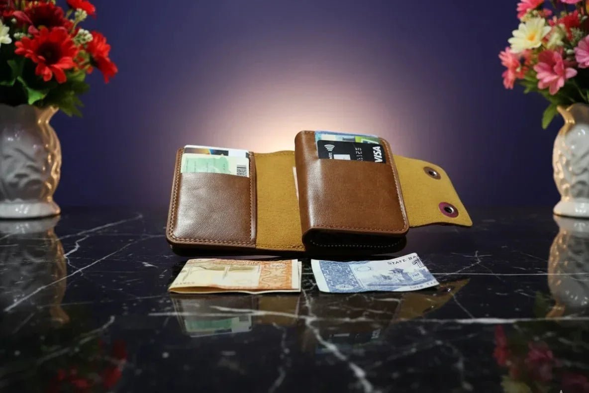 Brown & Black Trifold Wallet + Watch Combo — Premium Deal Buy 1 Get 1 Free - SSHOQ