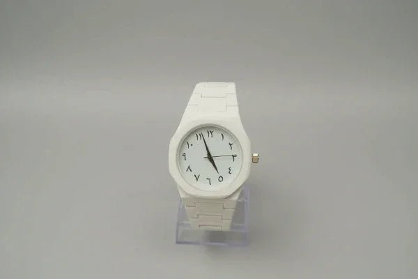Men's Carbon Fiber White Arabic Aura Watch - SSHOQ